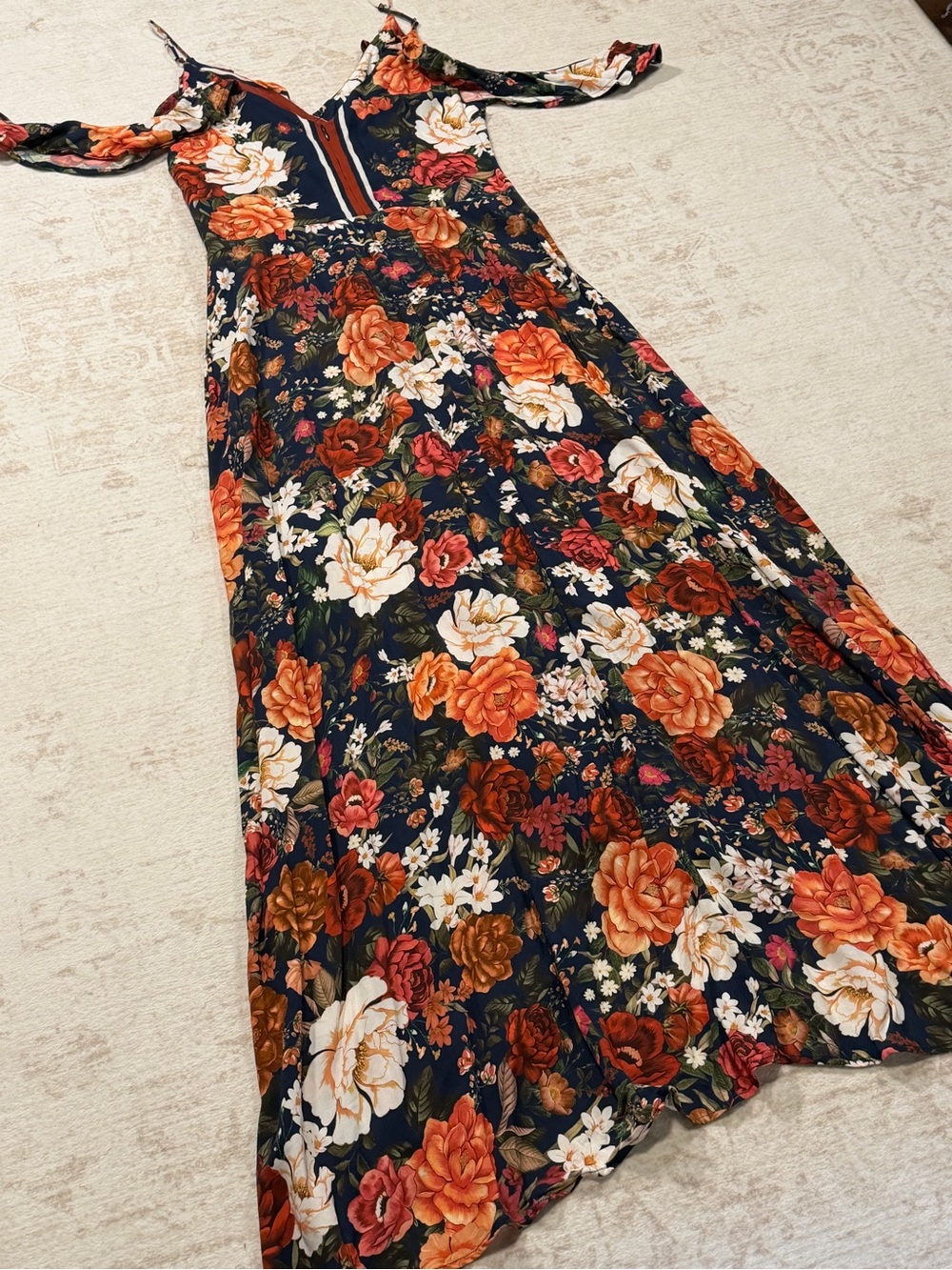 FARM Rio Floral Off Shoulder High Low Maxi Dress Size Large (G) - Picture 6 of 10